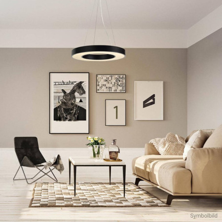 LED lubų šviestuvas, 36W, juodas, apvalus, šilta balta šviesa