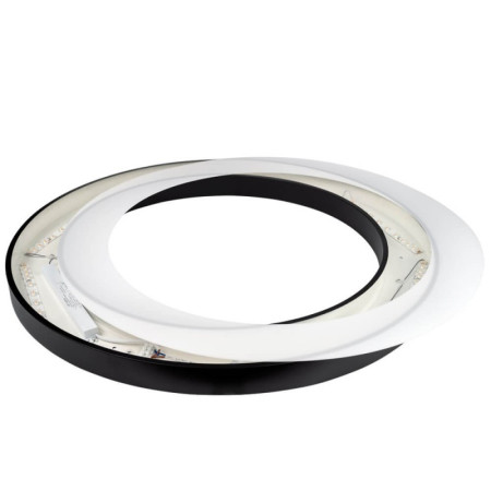 LED lubų šviestuvas, 64W, juodas, apvalus, šilta balta šviesa