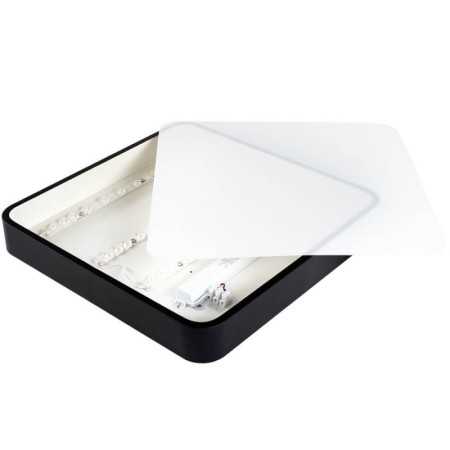 LED lubų šviestuvas, 36W, juodas, kvadratinis, neutrali balta šviesa