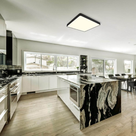 LED lubų šviestuvas, 64W, juodas, kvadratinis, neutrali balta šviesa