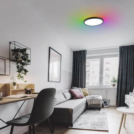 LED lubų šviestuvas, 18W CCT, 18W RGB, juodas