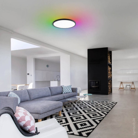 LED lubų šviestuvas, 18W CCT, 24W RGB, juodas