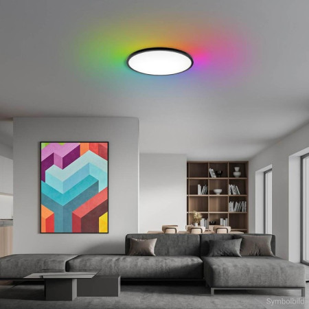 LED lubų šviestuvas, 18W CCT, 32W RGB, juodas