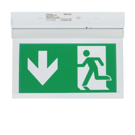LED evakuacinis šviestuvas, 2W, 3 val., sieninis, paviršinis, su rodykle