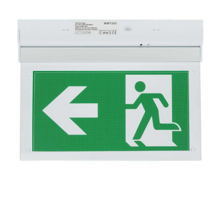 LED evakuacinis šviestuvas, 2W, 3 val., sieninis, paviršinis, su rodykle