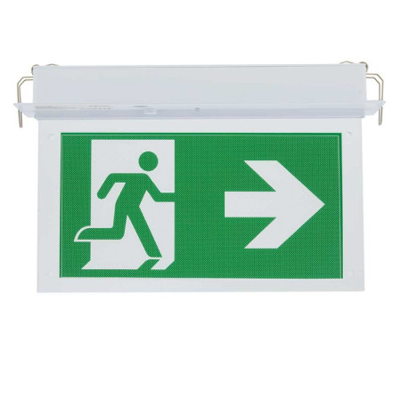 LED evakuacinis šviestuvas, 2W, 3 val., lubinis, įleidžiamas, su rodykle