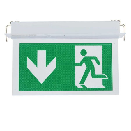 LED evakuacinis šviestuvas, 2W, 3 val., lubinis, įleidžiamas, su rodykle