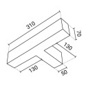 LED linijinis T sujungimas, 15W, baltas, plonas, šalta balta šviesa