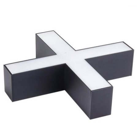 LED linijinis X sujungimas, 20W, juodas, plonas, šalta balta šviesa