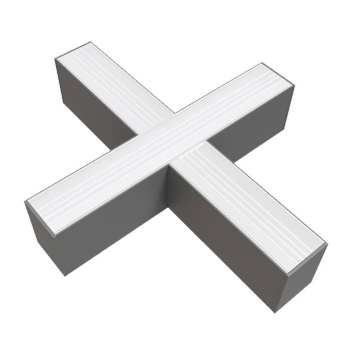 LED linijinis X sujungimas, 20W, sidabrinis, plonas, šalta balta šviesa