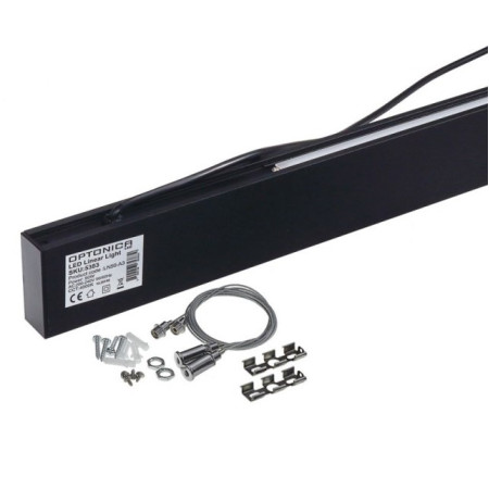 LED linijinis šviestuvas, 50W, juodas, nesujungiamas, neutrali balta šviesa