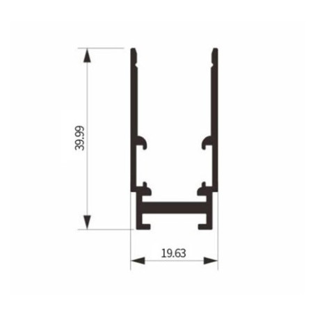 LED magnetinė sistema S15, plotis 1.9cm, kabanti/paviršinė, juoda, ilgis 1m