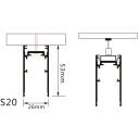 LED magnetinė sistema S20, plotis 2.5cm, kabanti/paviršinė, juoda, ilgis 1.5m