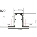 LED magnetinė sistema R20, plotis 2.5cm, įmontuojama, juoda, ilgis 1.5m