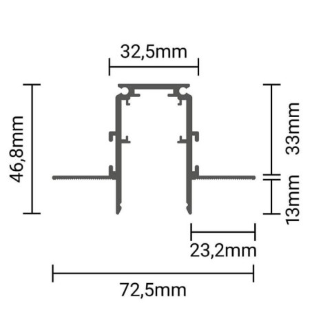 LED magnetinė sistema R20B, plotis 2.5cm, įmontuojama, juoda, ilgis 1.5m