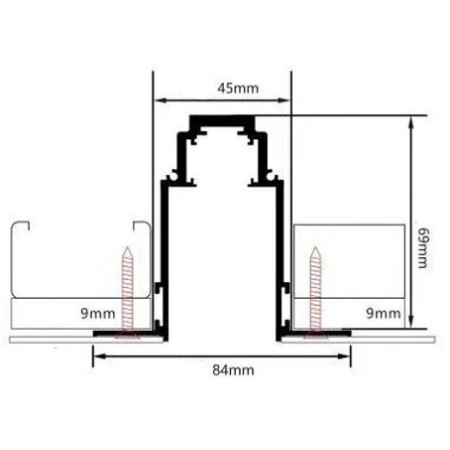 LED magnetinė sistema R35, plotis 3.5cm, įmontuojama, balta, ilgis 1m