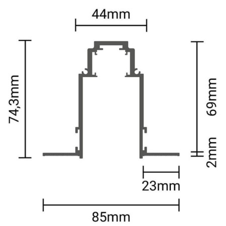 LED magnetinė sistema R35, plotis 3.5cm, įmontuojama, balta, ilgis 2m