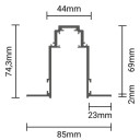 LED magnetinė sistema R35, plotis 3.5cm, įmontuojama, balta, ilgis 2m
