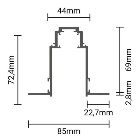 LED magnetinė sistema R35, plotis 3.5cm, įmontuojama, juoda, ilgis 2m