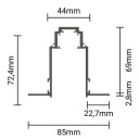 LED magnetinė sistema R35, plotis 3.5cm, įmontuojama, juoda, ilgis 2m