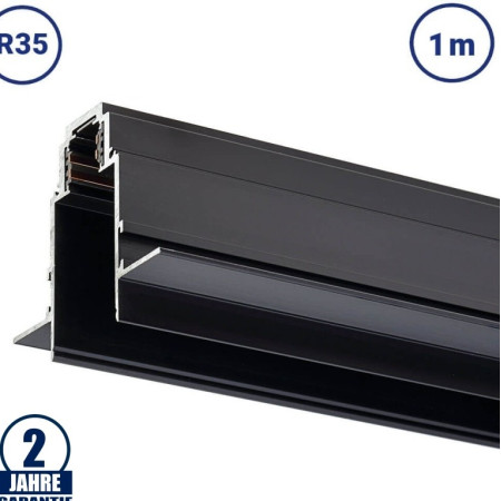 LED magnetinė sistema R35, plotis 3.5cm, įmontuojama, juoda, ilgis 1m, 8vnt./dėž.