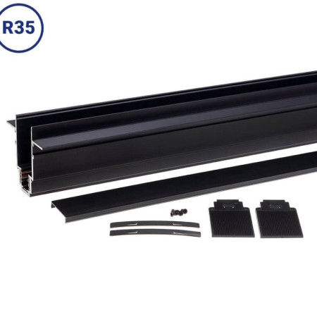 LED magnetinė sistema R35, plotis 3.5cm, įmontuojama, juoda, ilgis 1.5m, 8vnt./dėž.