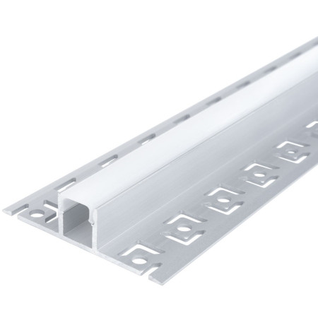 Profilis LED juostai, priglaistomas, pilkas, baltas dangtelis, plokštumai, 53x12.3mm