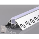 Profilis LED juostai, priglaistomas, pilkas, baltas dangtelis, išoriniam kampui, 53x25mm