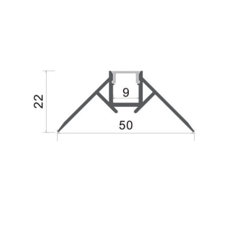 Profilis LED juostai, priglaistomas, pilkas, baltas dangtelis, išoriniam kampui, 53x25mm