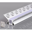 Profilis LED juostai, priglaistomas, pilkas, baltas dangtelis, vidiniam kampui, 48x28mm