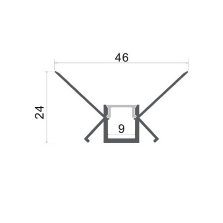 Profilis LED juostai, priglaistomas, pilkas, baltas dangtelis, vidiniam kampui, 48x28mm