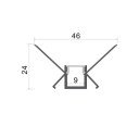 Profilis LED juostai, priglaistomas, pilkas, baltas dangtelis, vidiniam kampui, 48x28mm