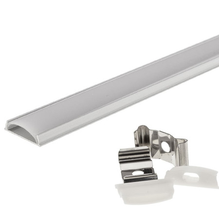 Profilis LED juostai, paviršinis, pilkas, baltas dangtelis, lenkiamas, 17.6x4mm