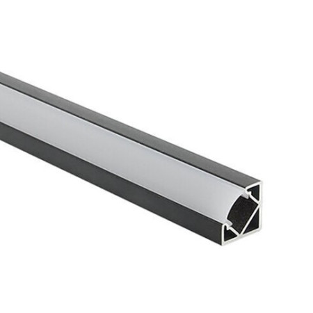 Profilis LED juostai, paviršinis, juodas, baltas dangtelis, 26.5x19mm