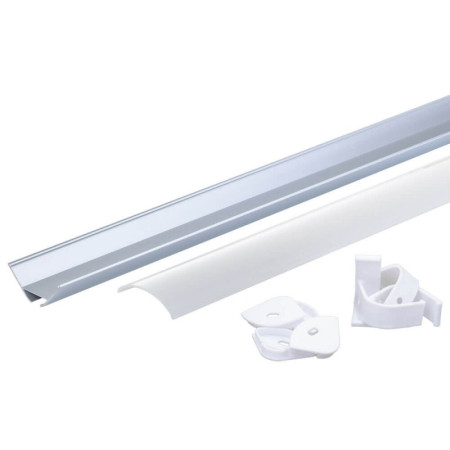 Profilis LED juostai, paviršinis, pilkas, baltas dangtelis, 23.5x23.5mm