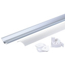 Profilis LED juostai, paviršinis, pilkas, baltas dangtelis, 23.5x23.5mm