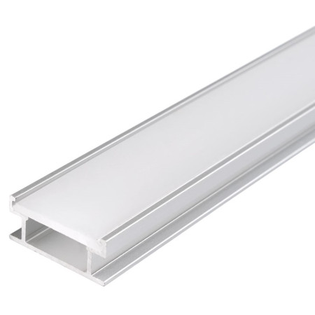 Profilis LED juostai, paviršinis, sidabrinis, baltas dangtelis, 19x7.8mm
