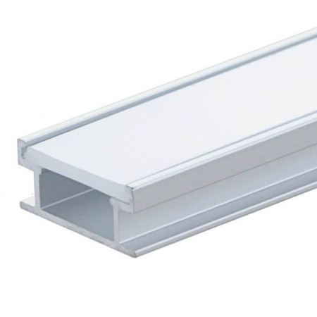 Profilis LED juostai, paviršinis, sidabrinis, baltas dangtelis, 19x7.8mm