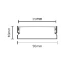 Profilis LED juostai, paviršinis, sidabrinis, baltas dangtelis, 30x10mm