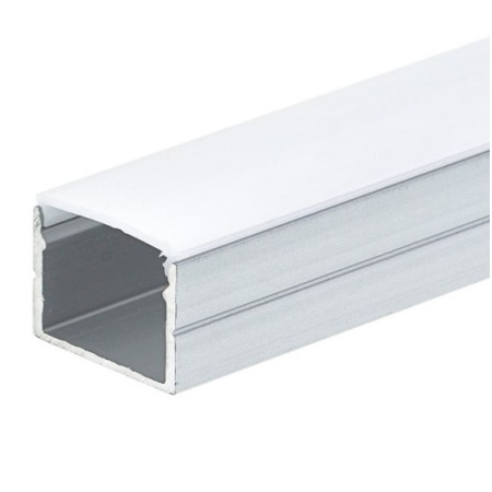 Profilis LED juostai, paviršinis, sidabrinis, baltas dangtelis, 19.3x13mm