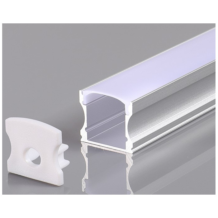 Profilis LED juostai, paviršinis, pilkas, baltas dangtelis, 17.4x7.15mm