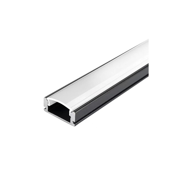 Profilis LED juostai, paviršinis, juodas, baltas dangtelis, 17.4x7x12.4mm