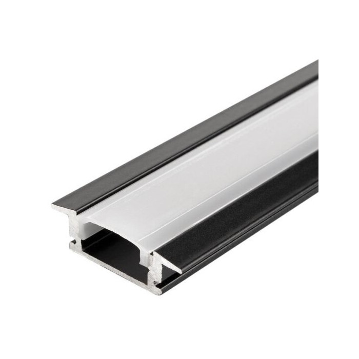 Profilis LED juostai, įleidžiamas, juodas, baltas dangtelis, 24.5x7