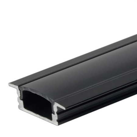 Profilis LED juostai, įleidžiamas, juodas, juodas dangtelis, 24.5x7