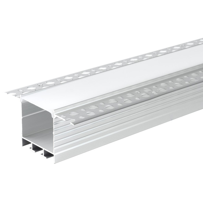 Profilis LED juostai, priglaistomas, sidabrinis, baltas dangtelis, 71.5x35mm