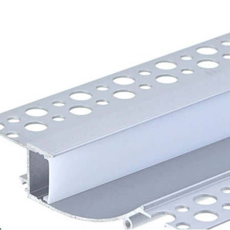 Profilis LED juostai, priglaistomas, sidabrinis, baltas dangtelis, 98x19mm