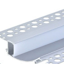 Profilis LED juostai, priglaistomas, sidabrinis, baltas dangtelis, 98x19mm