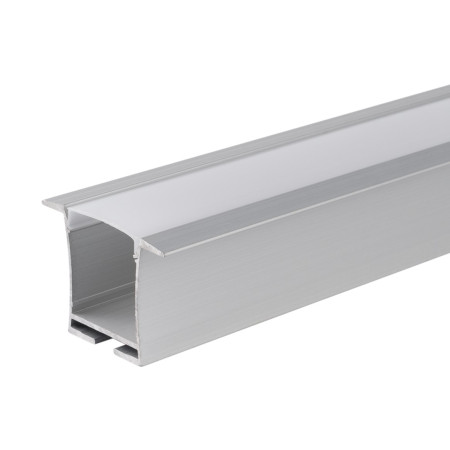 Profilis LED juostai, įleidžiamas, sidabrinis, baltas dangtelis, 36x23.5mm