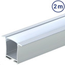 Profilis LED juostai, įleidžiamas, sidabrinis, baltas dangtelis, 36x23.5mm