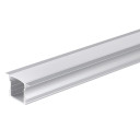 Profilis LED juostai, įleidžiamas, sidabrinis, baltas dangtelis, 24x14mm